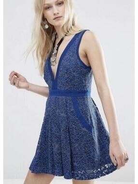 Women's Free People Sleeveless Lovely Lace Fit & Flare Mini Dress XS